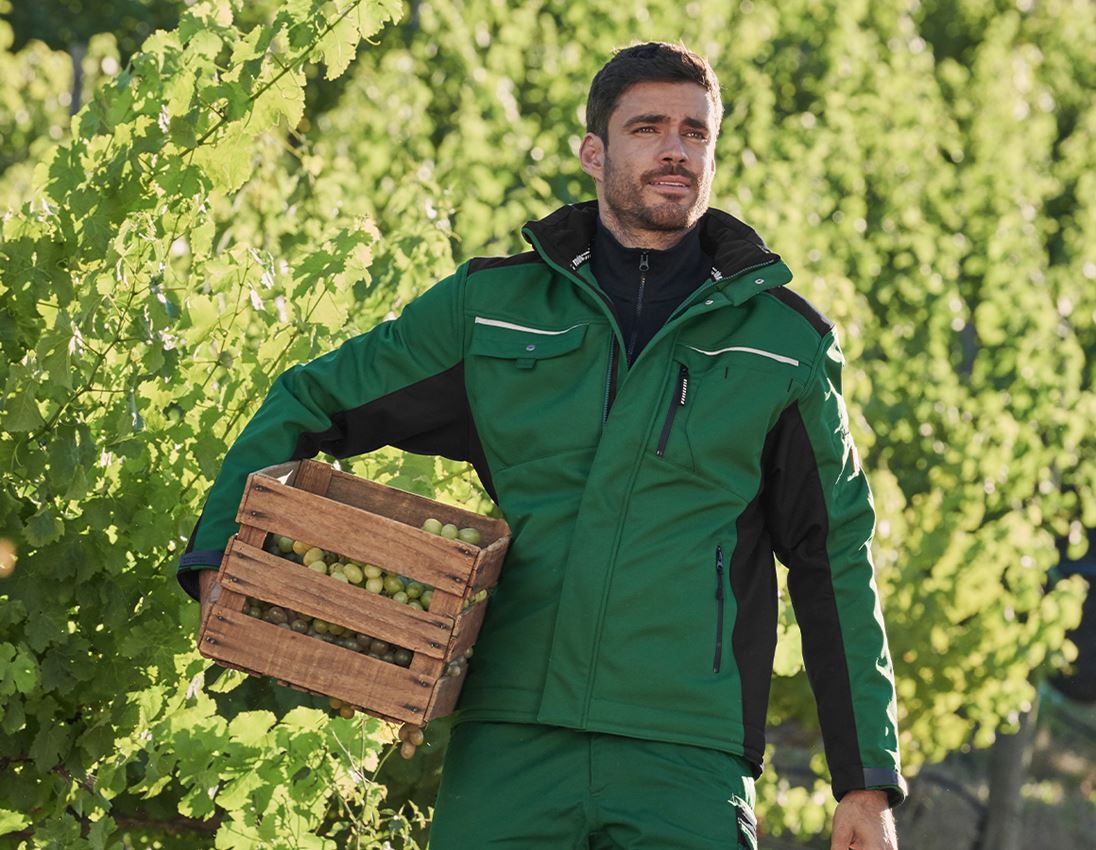 Lesníctvo / Poľnohospodárstvo: Softshellová bunda e.s.motion + zelená/čierna