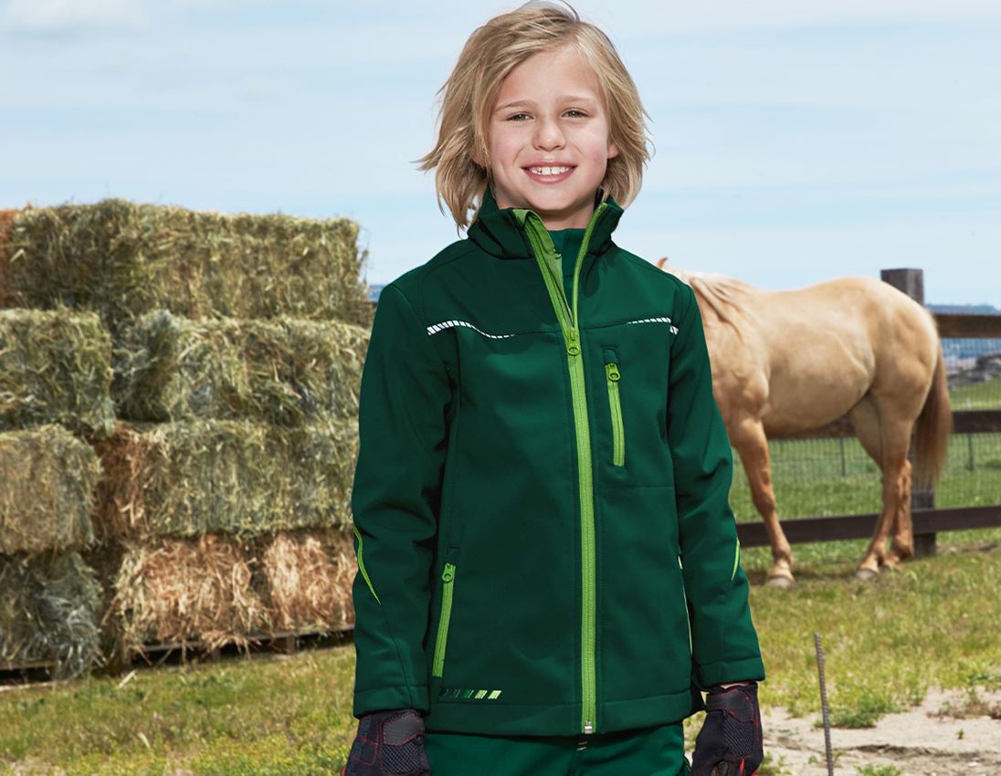 Bundy: Softshellová bunda e.s.motion 2020, detská + zelená/morská zelená
