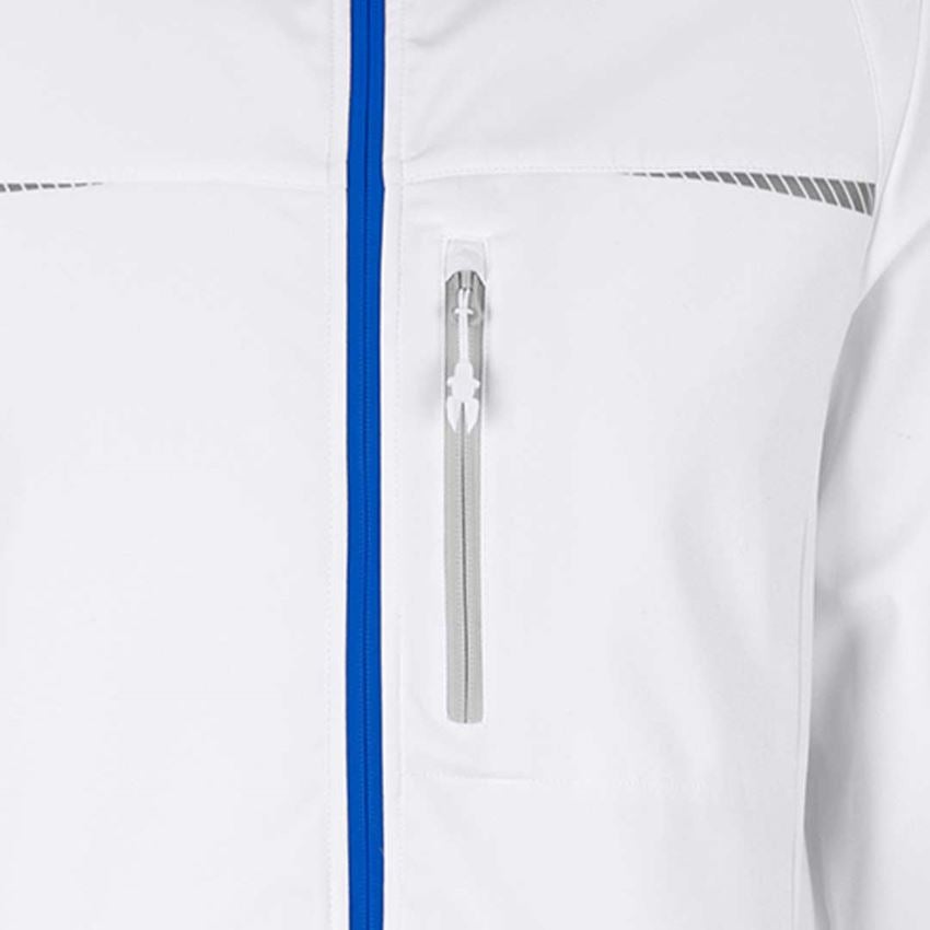 Pracovné bundy: Softshellová bunda e.s.motion 2020 + biela/enciánová modrá 2