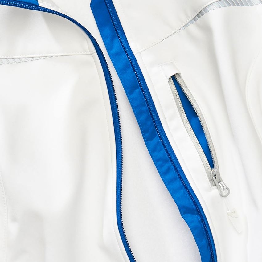 Pracovné bundy: Softshellová bunda e.s.motion 2020, dámska + biela/enciánová modrá 2
