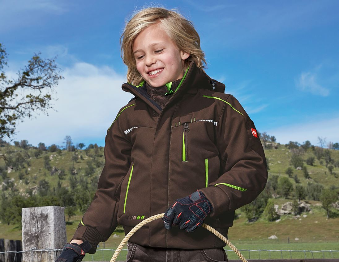 Studená: Zimná softshellová bunda e.s.motion 2020, detská + gaštanová/morská zelená