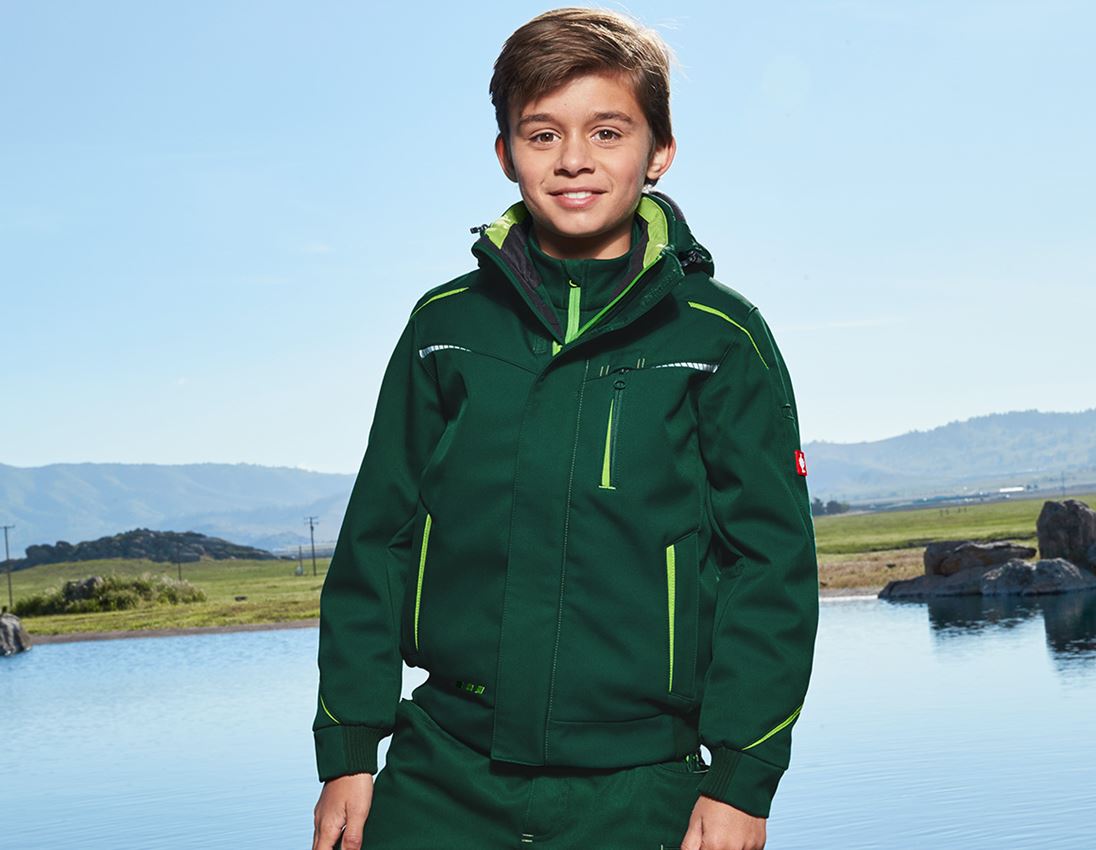 Studená: Zimná softshellová bunda e.s.motion 2020, detská + zelená/morská zelená