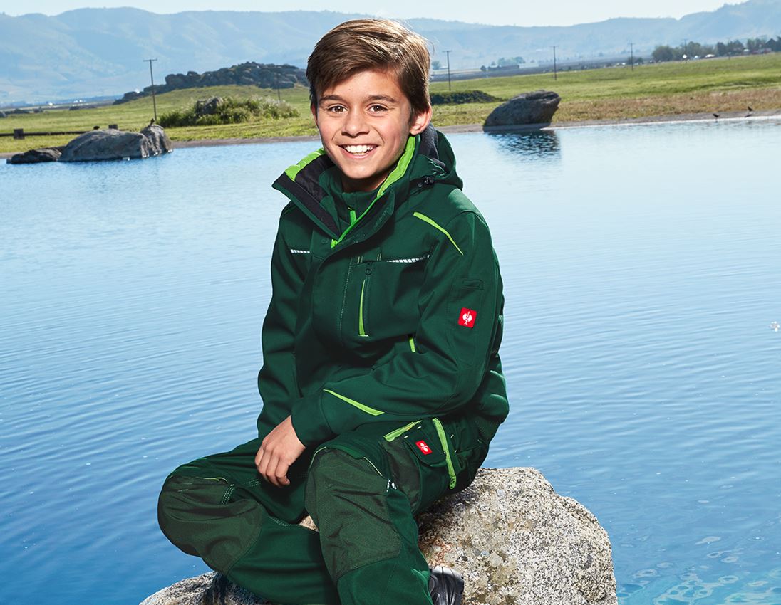 Bundy: Zimná softshellová bunda e.s.motion 2020, detská + zelená/morská zelená 1