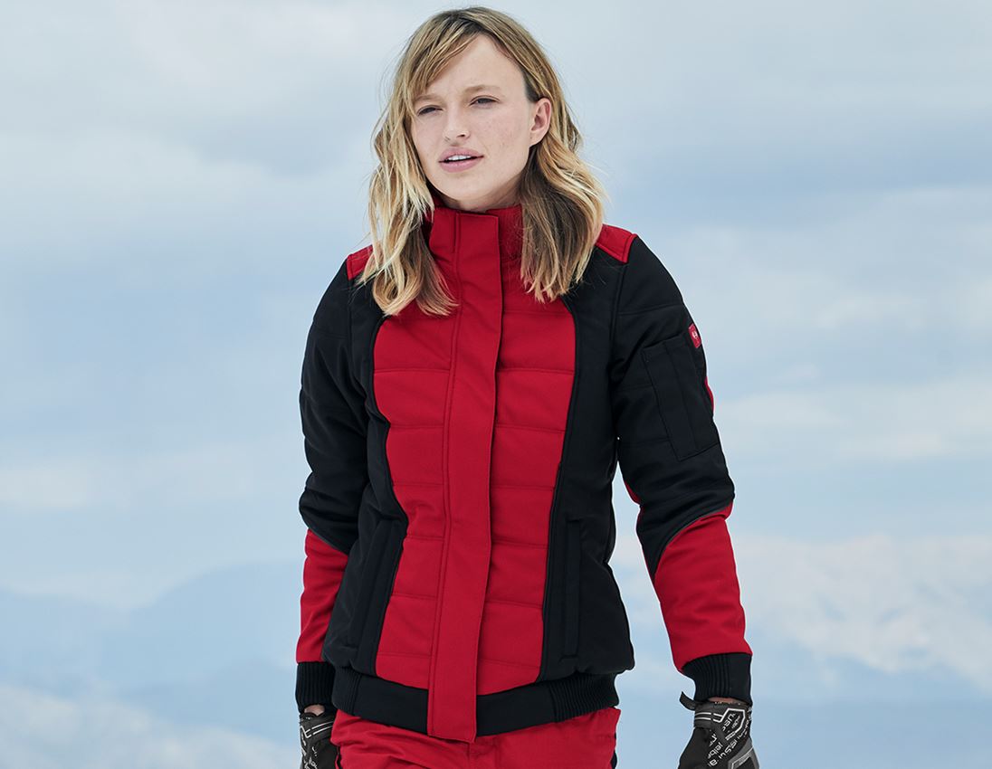 Pracovné bundy: Zimná softshellová bunda e.s.vision, dámska + červená/čierna