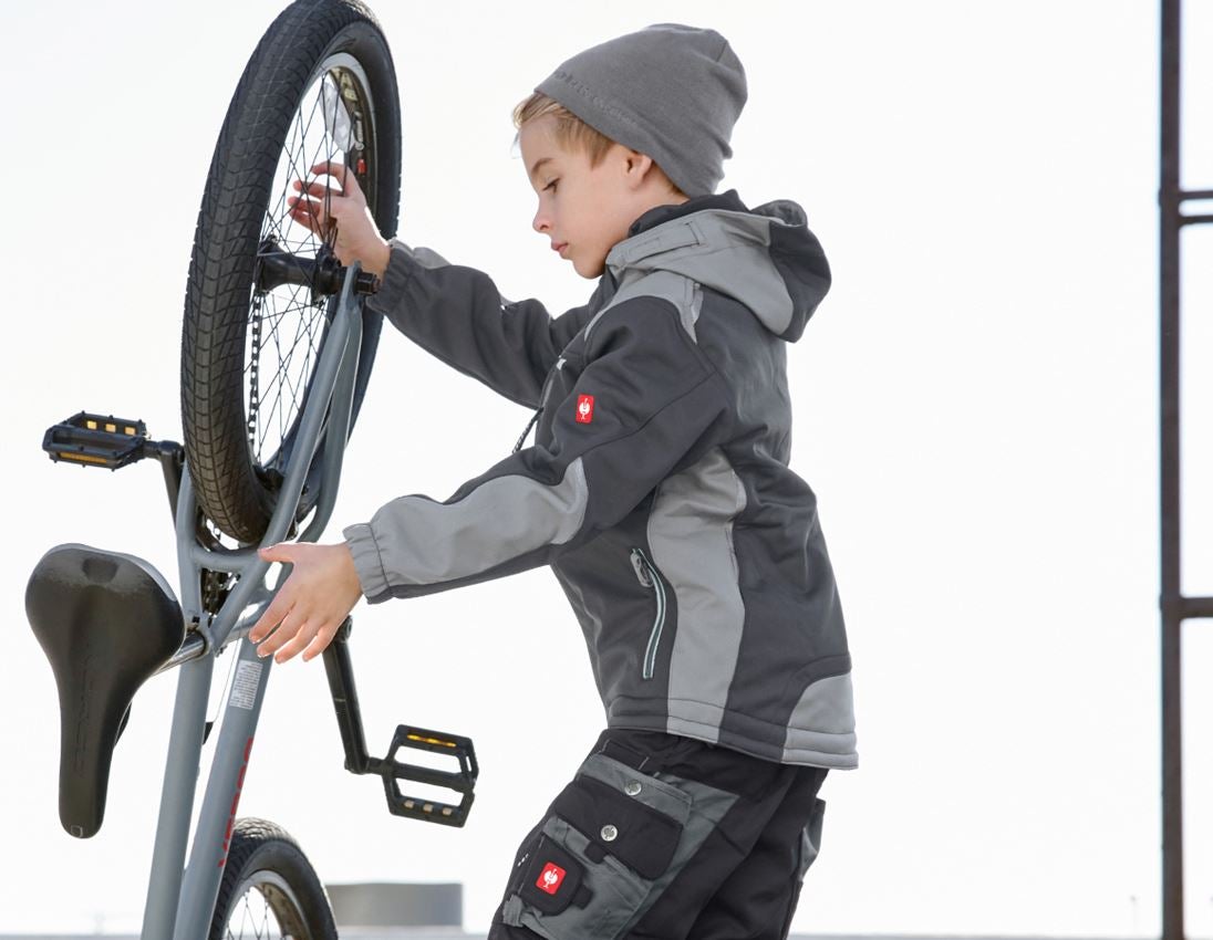Bundy: Detská softshellová bunda e.s. motion + grafitová/cementová 1
