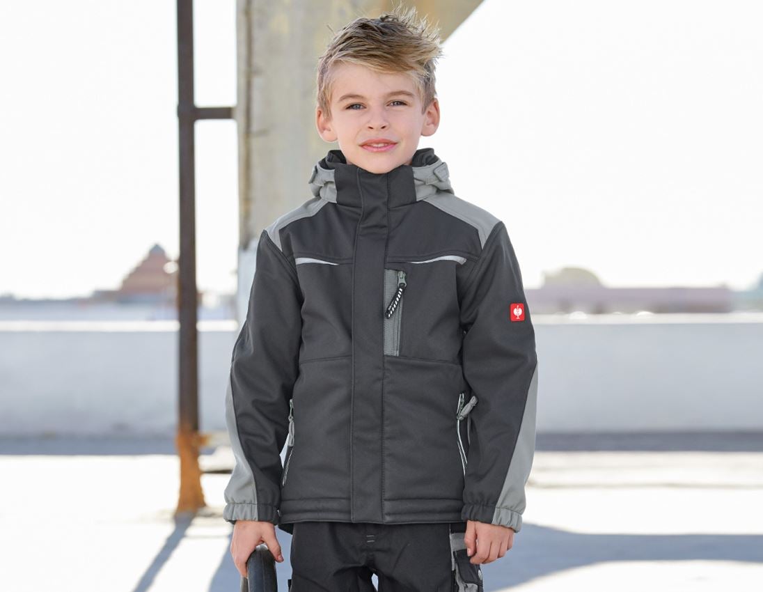 Bundy: Detská softshellová bunda e.s. motion + grafitová/cementová