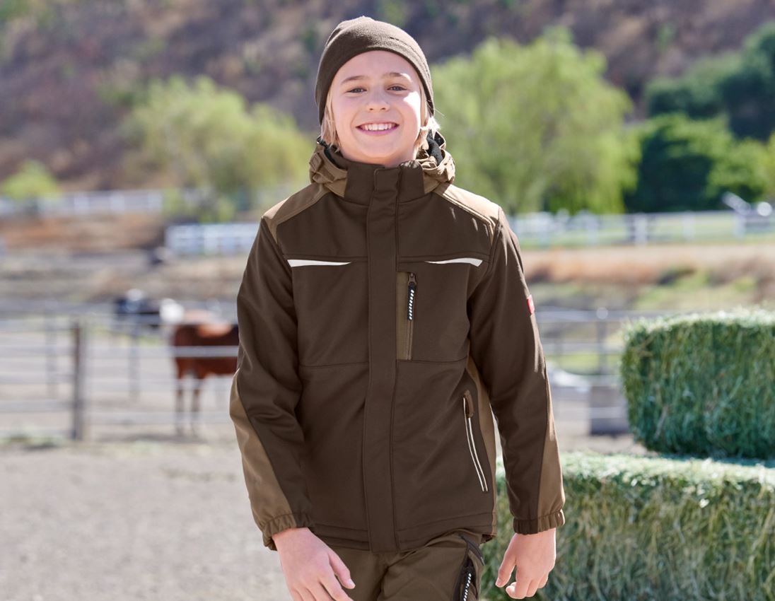 Bundy: Detská softshellová bunda e.s. motion + gaštanová/lieskový oriešok