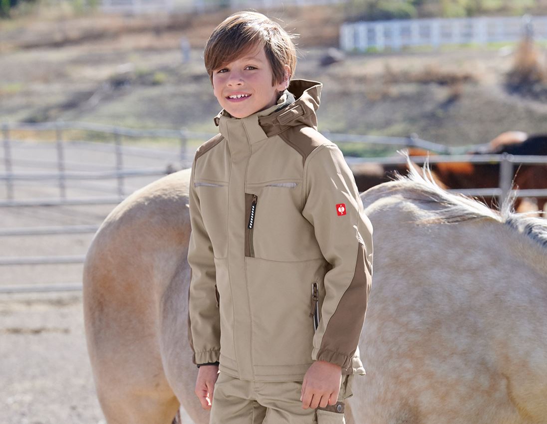 Bundy: Detská softshellová bunda e.s. motion + hlinená/rašelina