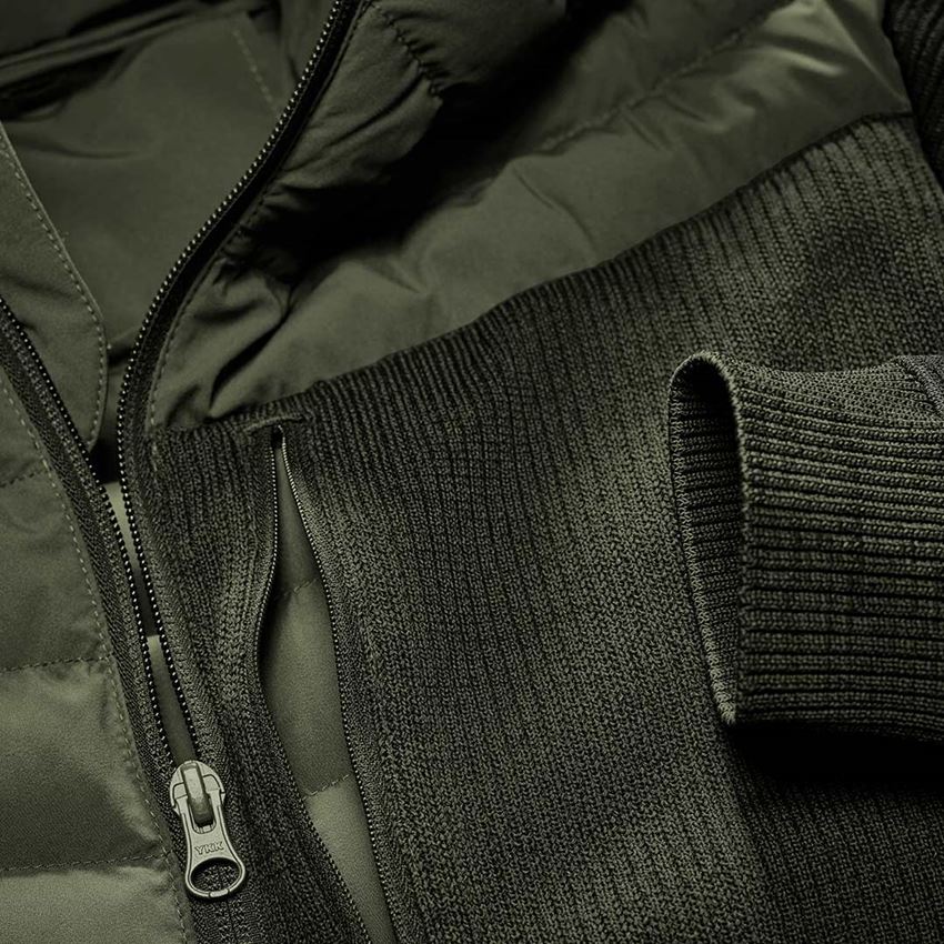 Pracovné bundy: Hybridná úpletová bunda s kapucňou e.s.motion ten + maskáčová zelená melanž 2
