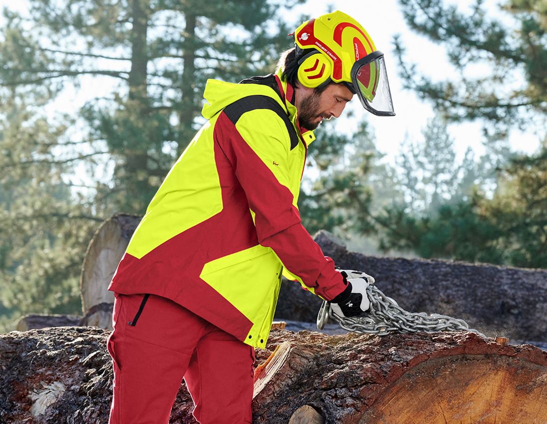 Pracovné bundy: Lesnícka bunda do dažďa e.s. + výstražná žltá/ohnivá červená 1