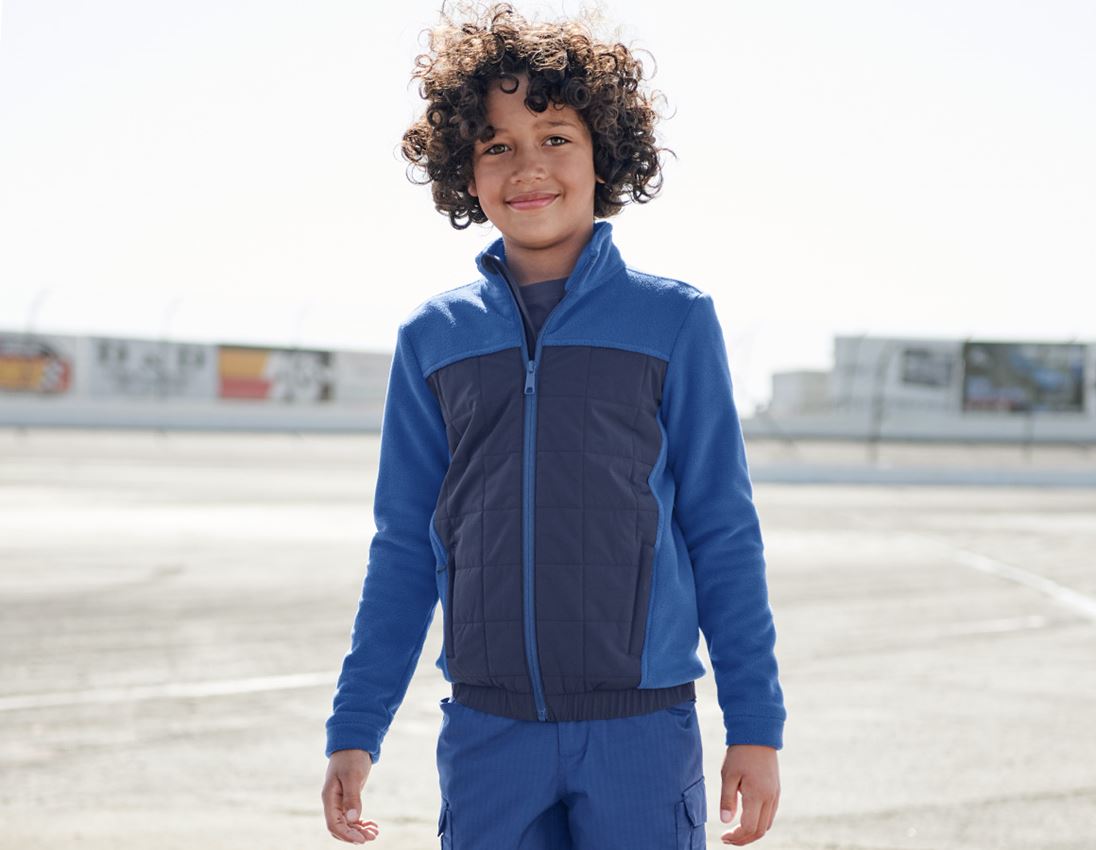 Témy: Hybridná flísová bunda e.s.concrete, detská + alkalická modrá/tmavomodrá