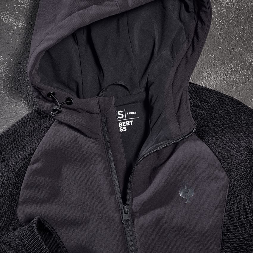 Odevy: Hybridná úpletová bunda kapucňou e.s.trail, dámska + čierna 2