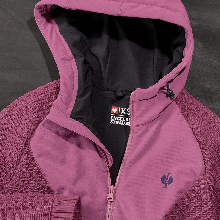 Odevy: Hybridná úpletová bunda kapucňou e.s.trail, dámska + ružová tara/tmavomodrá 2