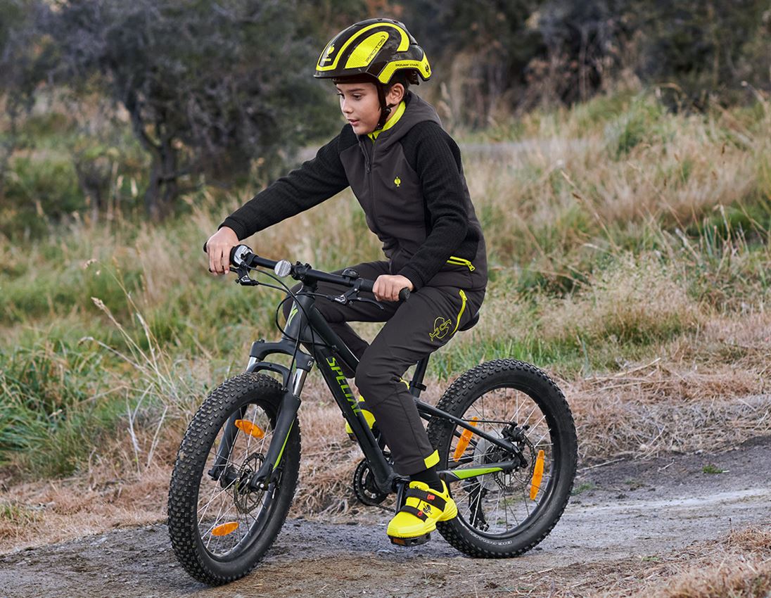Bundy: Hybridná úpletová bunda kapucňou e.s.trail, detský + čierna/acidová žltá 1