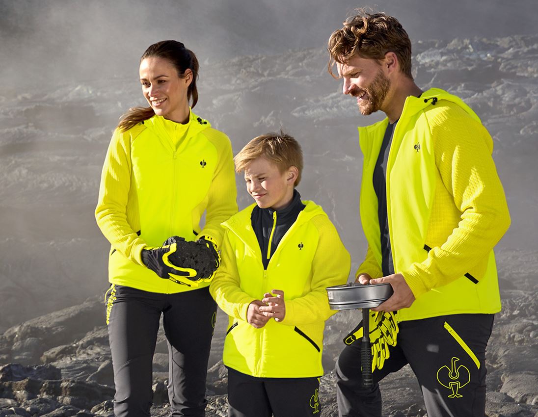Bundy: Hybridná úpletová bunda kapucňou e.s.trail, detský + acidová žltá/čierna 1