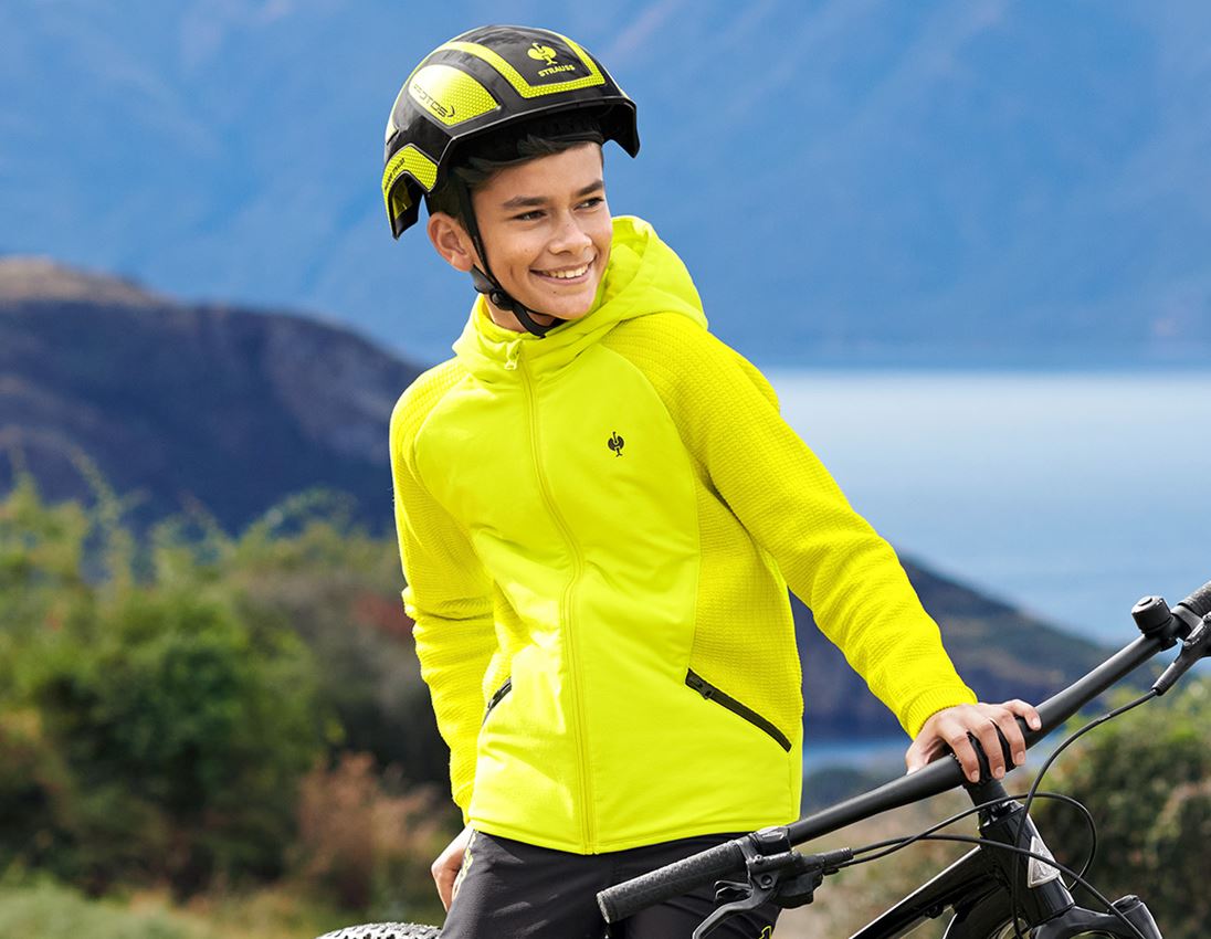 Bundy: Hybridná úpletová bunda kapucňou e.s.trail, detský + acidová žltá/čierna