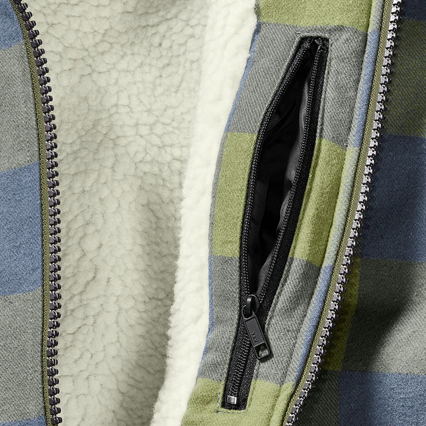 Pracovné bundy: Károvaná bunda s kapucňou e.s.iconic + horská zelená/oxidová modrá 2