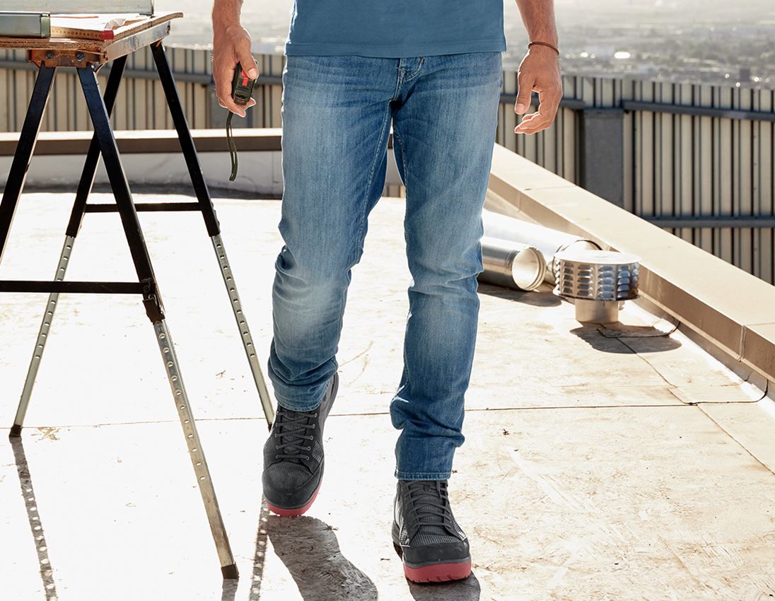 Pracovné nohavice: e.s. Strečové 5-vreckové džínsy, slim + stonewashed