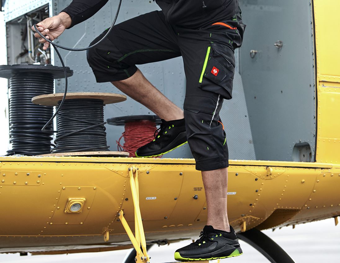 Pracovné nohavice: Pirátske nohavice e.s.motion 2020 + čierna/výstražná žltá/výstražná oranžová
