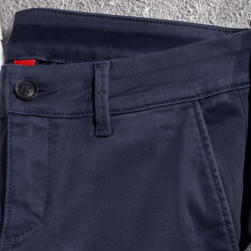 Pracovné nohavice: Dámske pracovné 5-vreckové chino nohavice e.s. + tmavomodrá 2