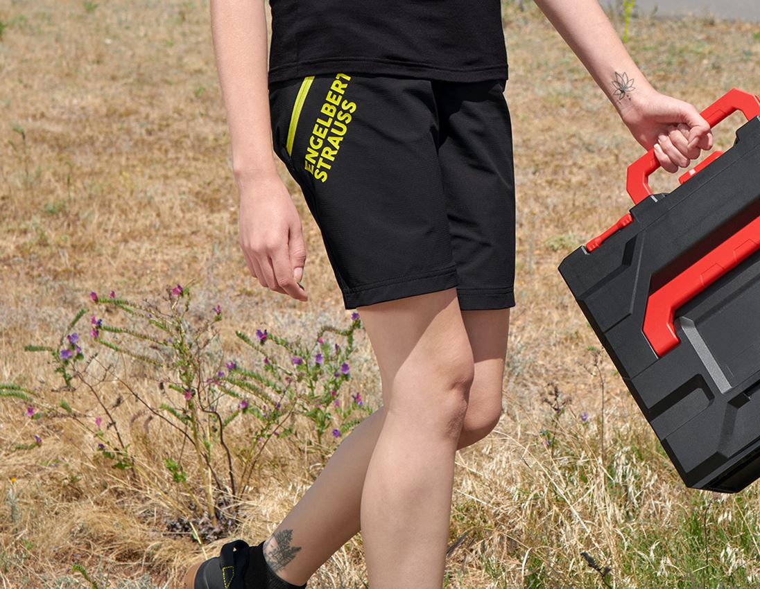 Pracovné nohavice: Funkčné šortky e.s.trail, dámske + čierna/acidová žltá