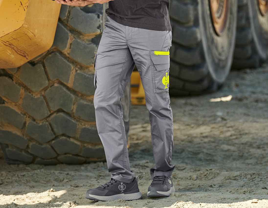 Pracovné nohavice: Cargo nohavice e.s.trail + čadičovo sivá/acidová žltá