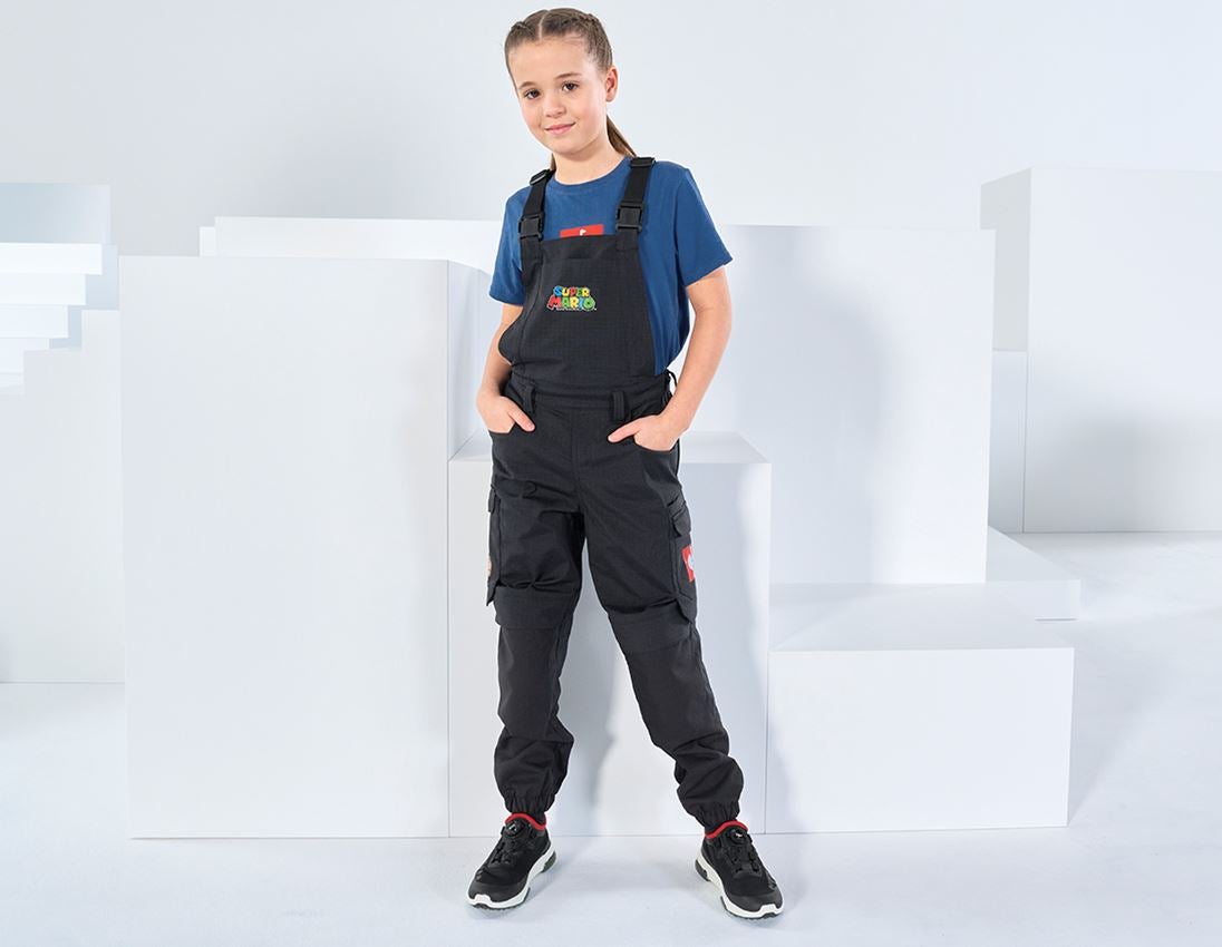Nohavice: Super Mario nohavice s náprsenkou, detské + čierna