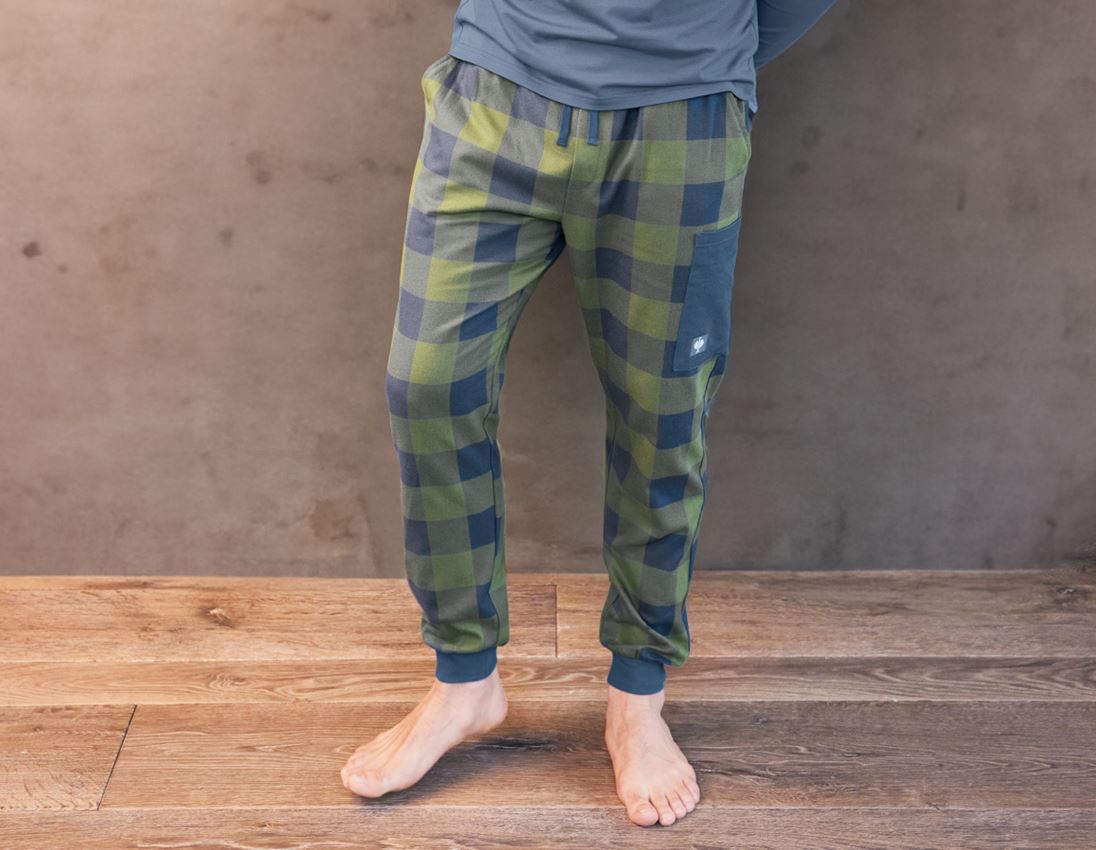 Doplnky: e.s. Pyžamové nohavice + horská zelená/oxidová modrá