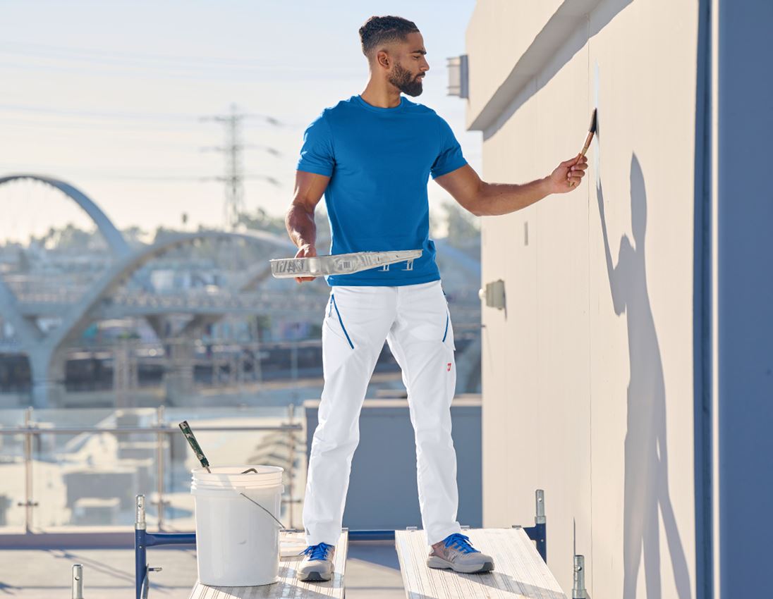 Pracovné nohavice: Nohavice s viacerými vreckami e.s.ambition + biela/enciánová modrá 5
