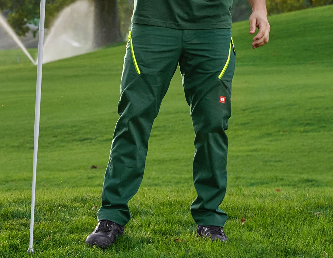 Pracovné nohavice: Nohavice s viacerými vreckami e.s.ambition + zelená/výstražná žltá 1