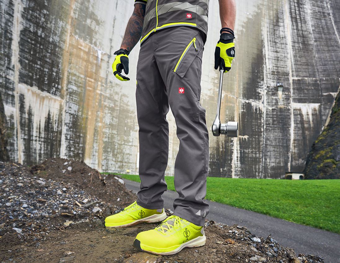 Pracovné nohavice: Nohavice s viacerými vreckami e.s.ambition + antracitová/výstražná žltá