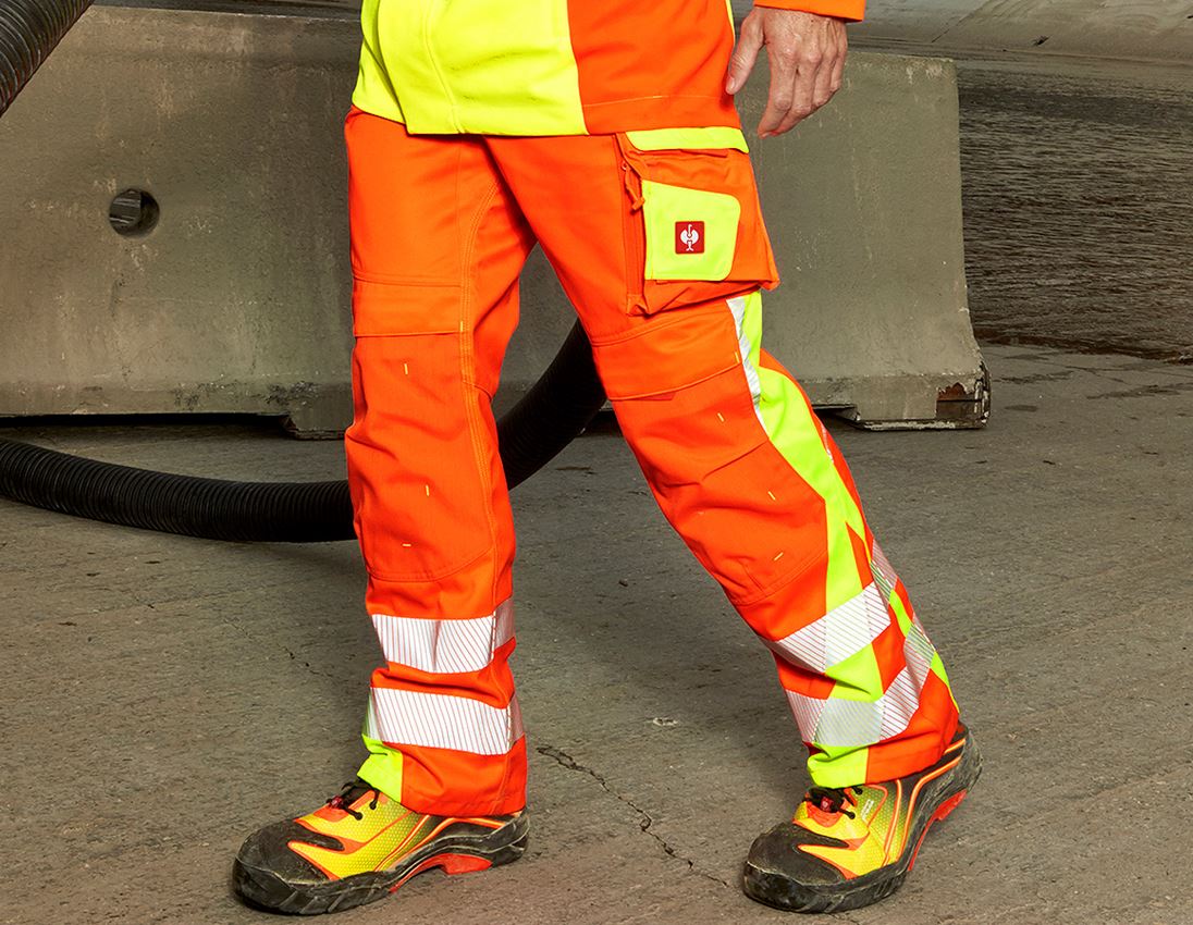 Pracovné nohavice: Reflexné ochranné nohavice e.s.motion 2020 Zima + výstražná oranžová/výstražná žltá