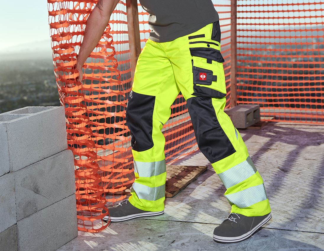 Pracovné nohavice: Reflexné ochranné nohavice do pása e.s.motion + výstražná žltá/antracitová