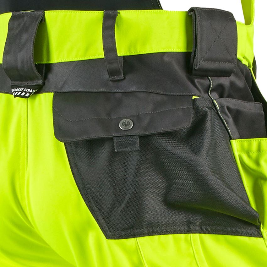 Pracovné nohavice: Reflexné ochranné nohavice s náprsenkou e.s.motion + výstražná žltá/antracitová 2