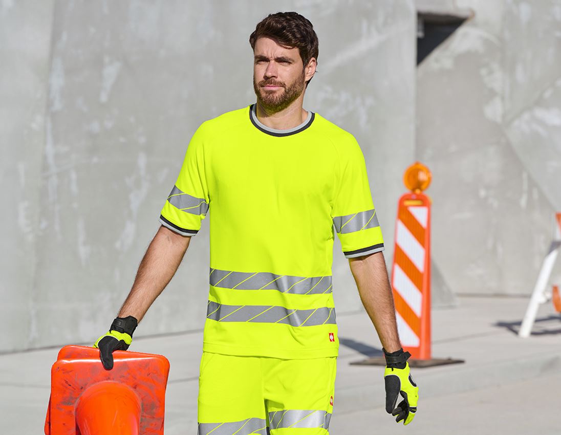 Tričká, pulóvre a košele: Reflexné ochranné funkčné tričko e.s.ambition + výstražná žltá/antracitová