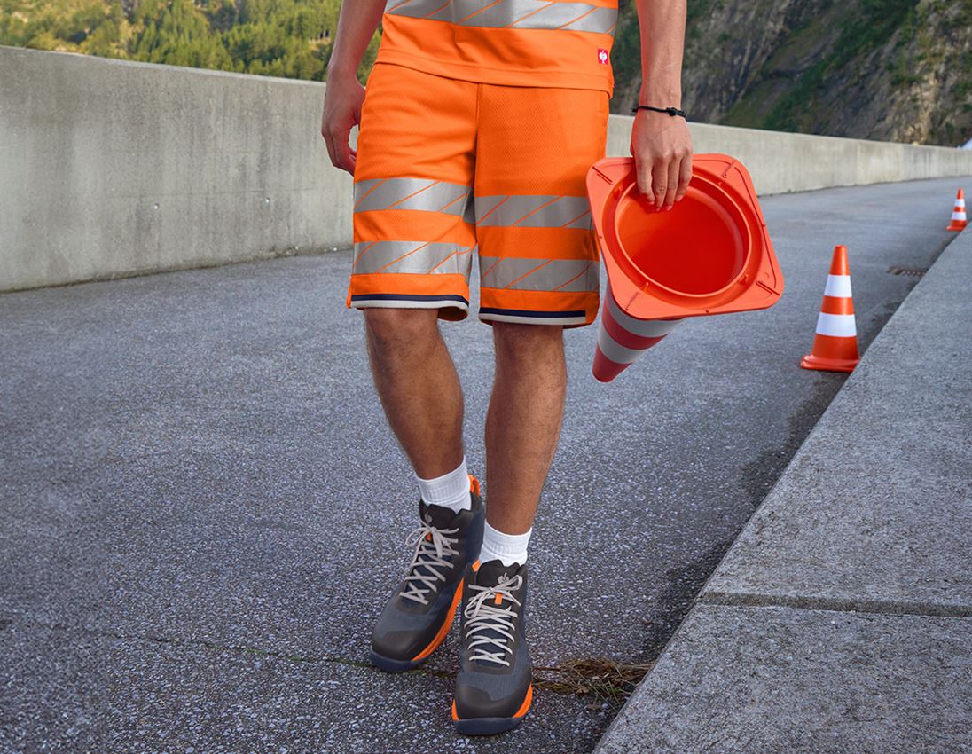 Pracovné nohavice: Reflexné funkčné šortky e.s.ambition + výstražná oranžová/tmavomodrá 1