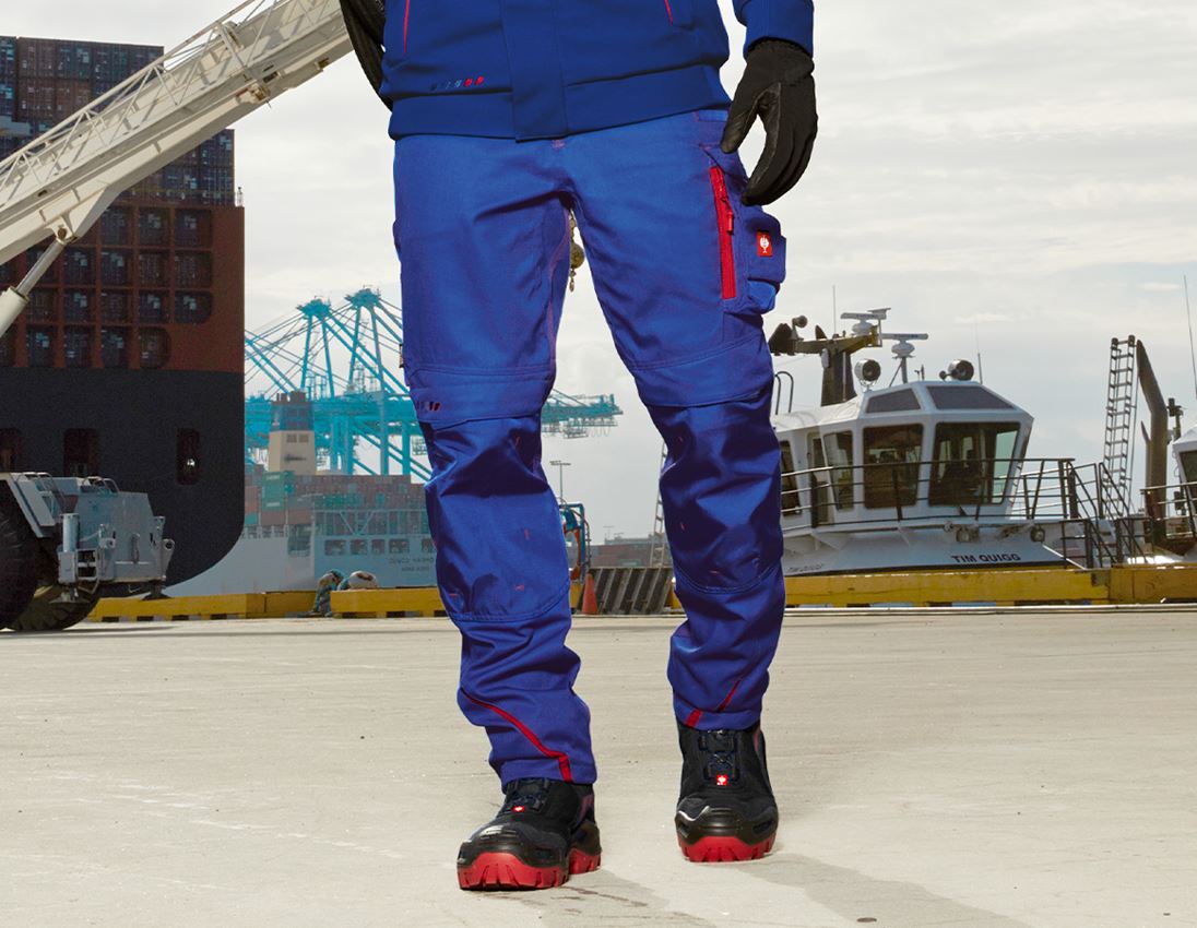 Pracovné nohavice: Zimné nohavice do pása e.s.motion 2020, pánske + nevadzovo modrá/ohnivá červená
