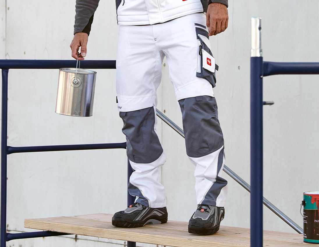 Pracovné nohavice: Zimné nohavice do pása e.s.motion + biela/sivá 1