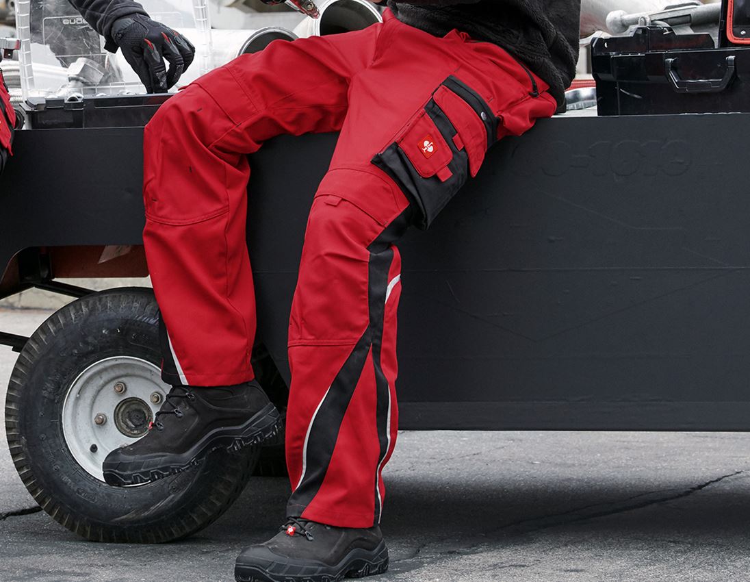 Pracovné nohavice: Zimné nohavice do pása e.s.motion + červená/čierna