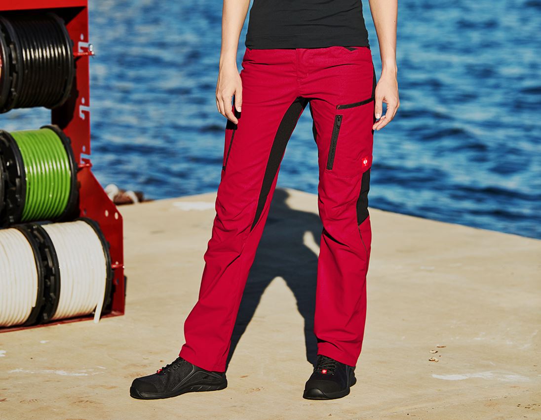 Pracovné nohavice: Dámske nohavice e.s.vision + červená/čierna