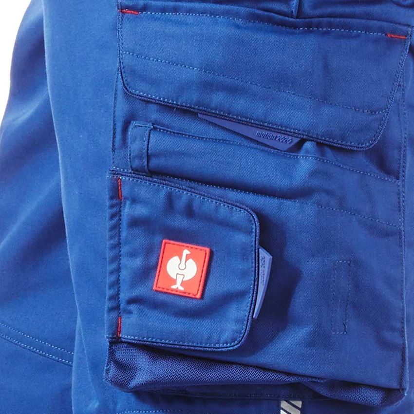 Pracovné nohavice: Pirátske nohavice s náprsenkou e.s.motion 2020 + nevadzovo modrá/ohnivá červená 2