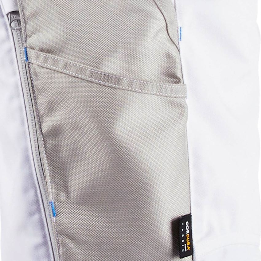 Pracovné nohavice: Nohavice s náprsenkou e.s.motion 2020 + biela/enciánová modrá 2
