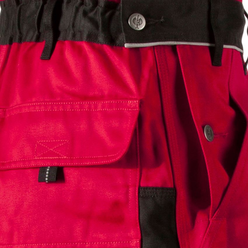 Pracovné nohavice: Nohavice s náprsenkou e.s.image + červená/čierna 2