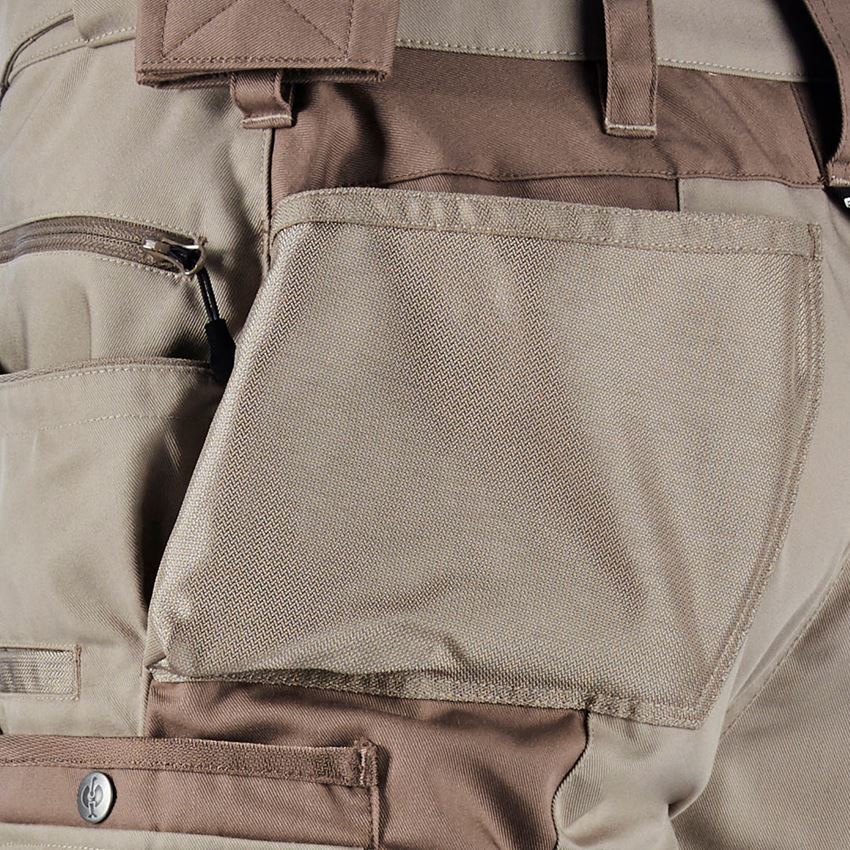 Pracovné nohavice: Nohavice s náprsenkou e.s.motion + hlinená/rašelina 2