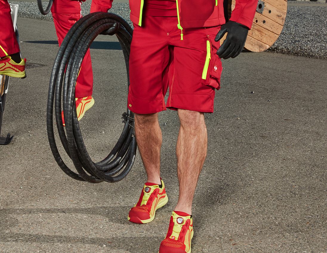 Pracovné nohavice: Šortky e.s.motion 2020 + ohnivá červená/výstražná žltá