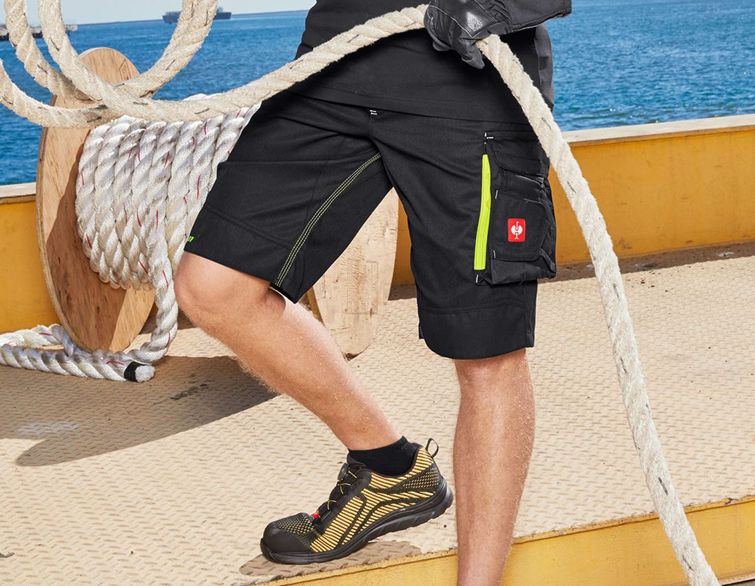 Pracovné nohavice: Šortky e.s.motion 2020 + čierna/výstražná žltá/výstražná oranžová