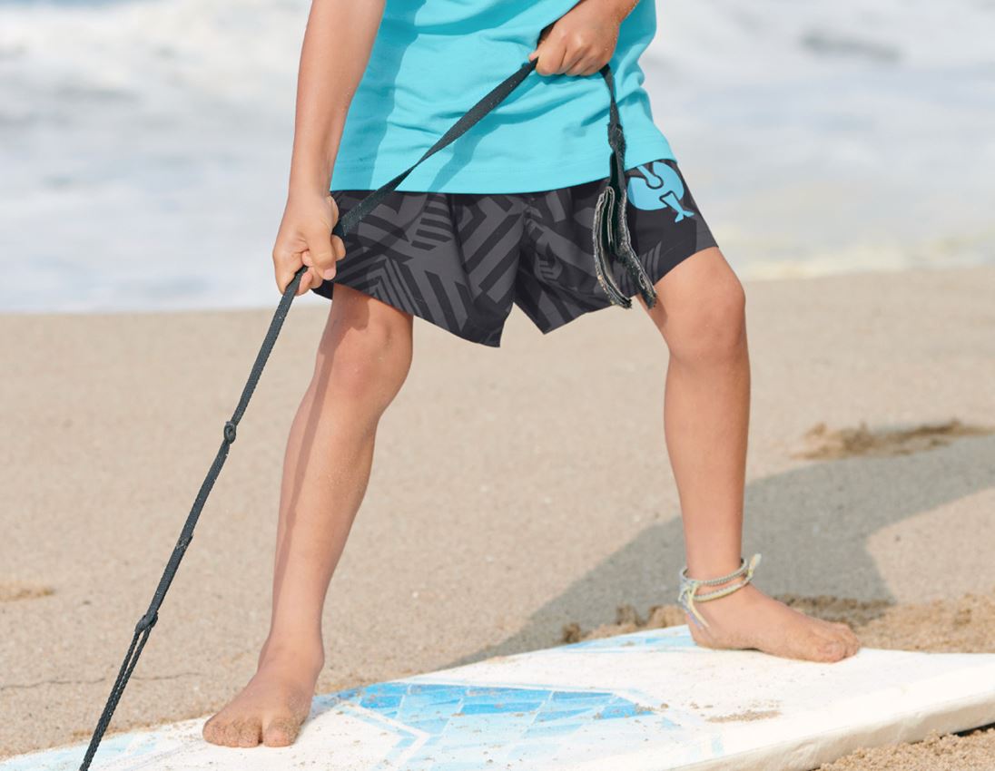 Šortky: Plavecké šortky e.s.trail, detské + čierna/antracitová/lapisovo tyrkysová