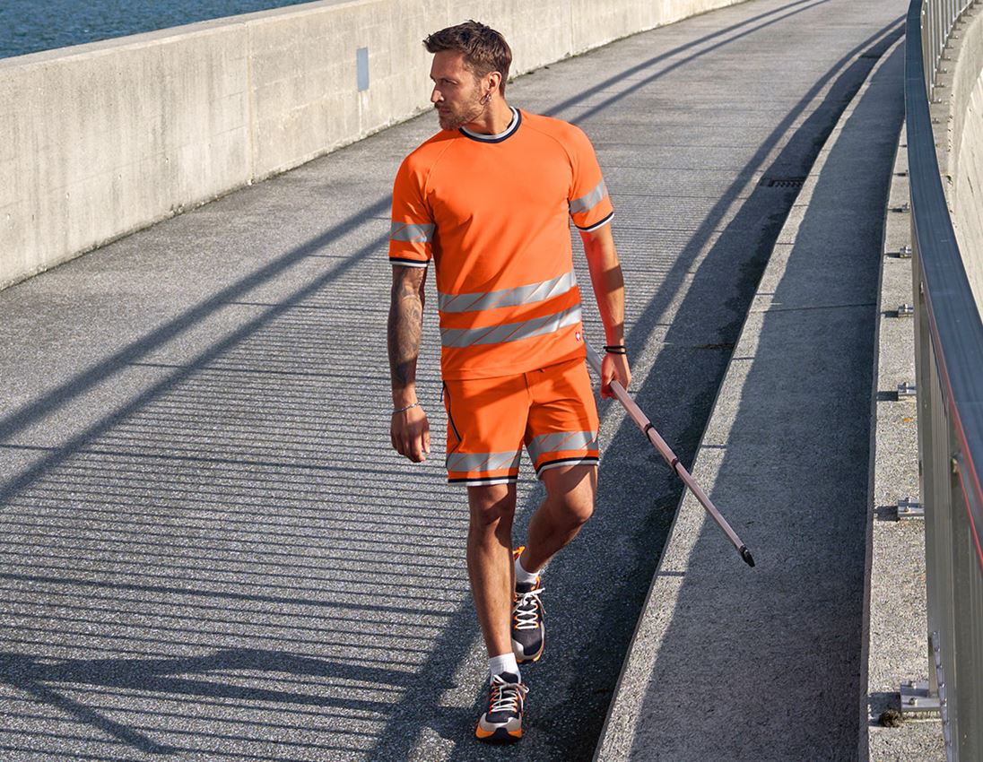 Pracovné nohavice: Reflexné funkčné šortky e.s.ambition + výstražná oranžová/tmavomodrá 5