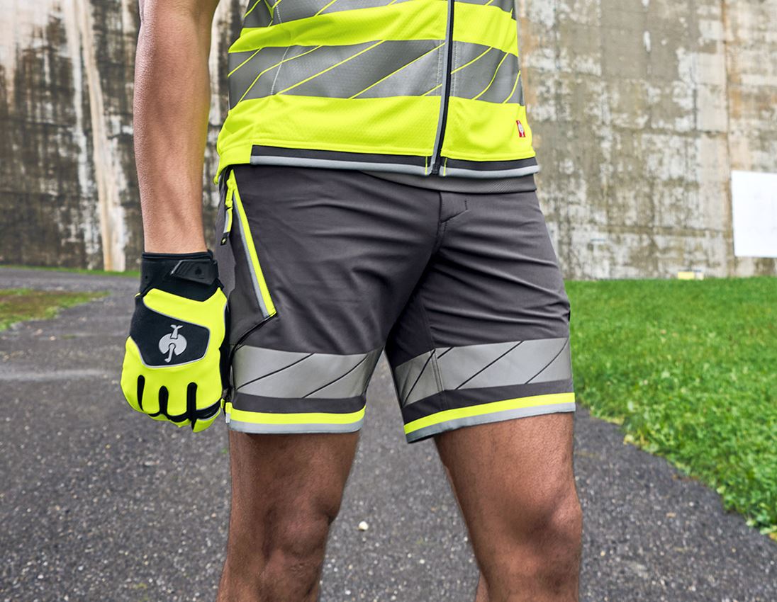 Pracovné nohavice: Reflexné funkčné šortky e.s.ambition + antracitová/výstražná žltá