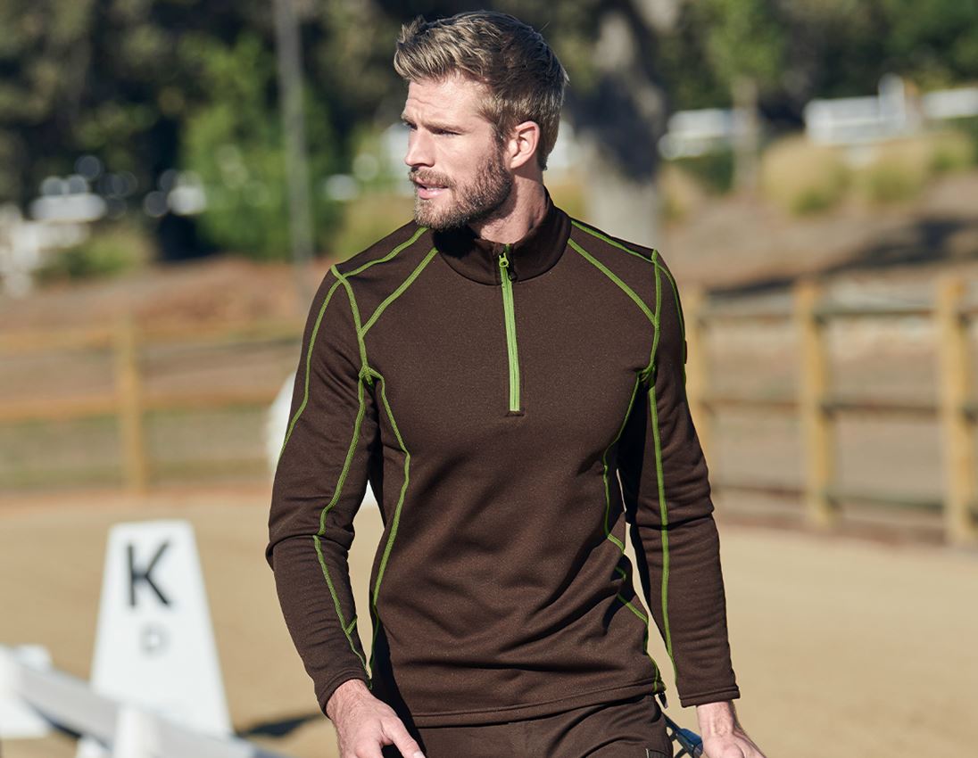 Tričká, pulóvre a košele: Funkčný sveter thermo stretch e.s.motion 2020 + gaštanová/morská zelená